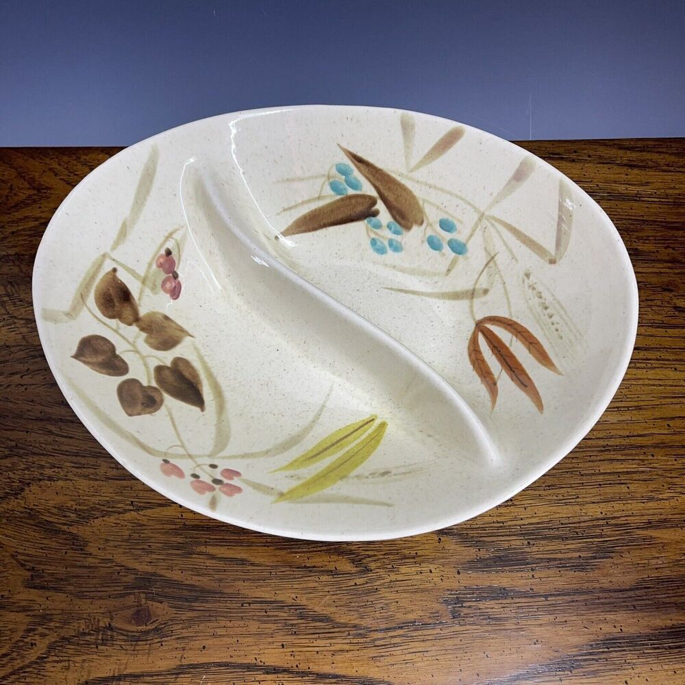 Vintage Red Wing‎ Divided Serving Bowl Random Harvest Atomic MCM USA